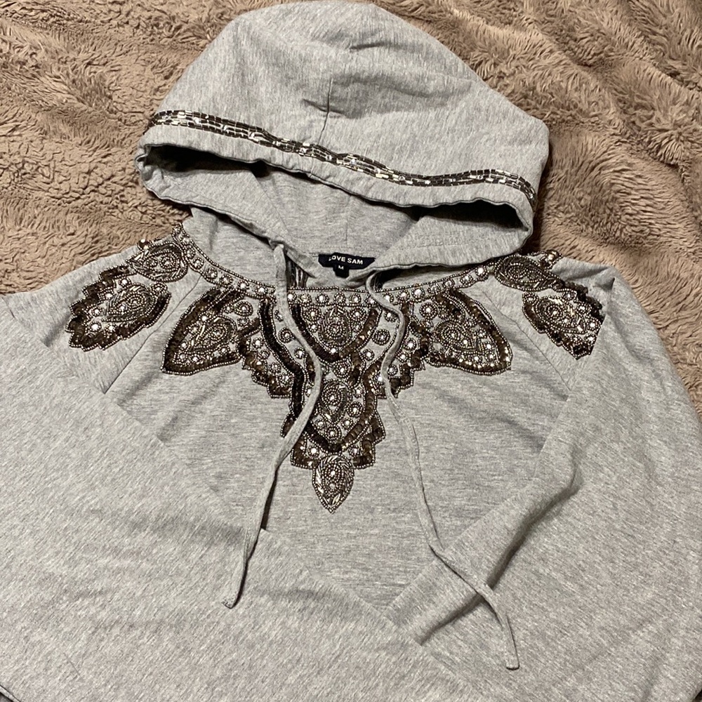 Love Sam beaded hoodie crop long sleeve GORGEOUS!!!!
